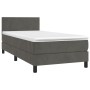 Letto a Molle con Materasso e LED Grigio Scuro 90x190cm Velluto