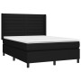 Letto a Molle con Materasso e LED Nero 140x190 cm in Tessuto