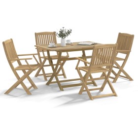 Set da Pranzo per Giardino 5 pz in Legno Massello di Acacia