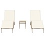 Lettini Prendisole 2 pz con Tavolino Beige in Polyrattan