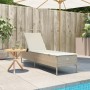 Lettino Prendisole con Cuscini Beige in Polyrattan