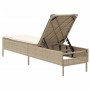 Lettino Prendisole con Cuscini Beige in Polyrattan