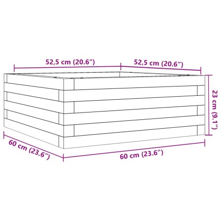 Fioriera Giardino Marrone Cera 60x60x23 cm Legno Massello Pino