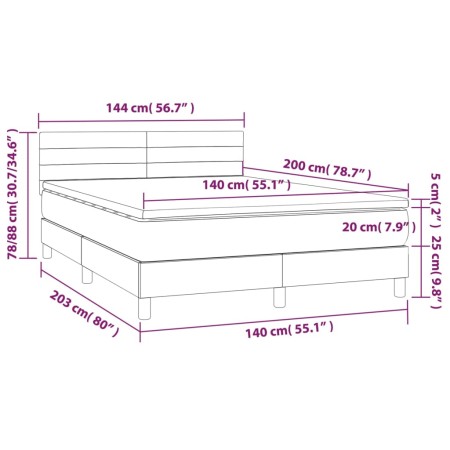 Letto a Molle con Materasso e LED Nero 140x200 cm in Tessuto