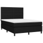 Letto a Molle con Materasso e LED Nero 140x190 cm in Tessuto