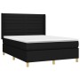 Letto a Molle con Materasso e LED Nero 140x190 cm in Tessuto