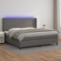 Giroletto Molle con Materasso e LED Grigio 200x200cm Similpelle