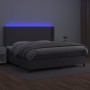 Giroletto Molle con Materasso e LED Grigio 200x200cm Similpelle