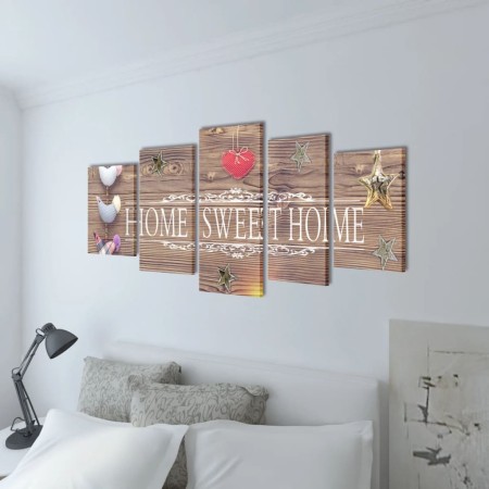 Set Stampa su Tela da Muro 5 pz Home Sweet Home 100 x 50 cm