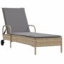 Lettini Prendisole 2 pz con Cuscini Beige in Polyrattan