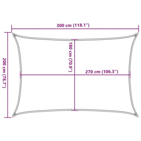 Vela Parasole 160 g/m² Rettangolare Grigio Chiaro 2x3 m in HDPE