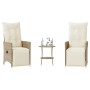 Set da Bistrò 3 pz con Cuscini Beige in Polyrattan