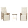 Set da Bistrò 3 pz con Cuscini Beige in Polyrattan