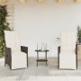 Set Bistrò 3 pz con Cuscini Marrone in Polyrattan