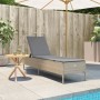 Lettino Prendisole con Cuscini Beige in Polyrattan