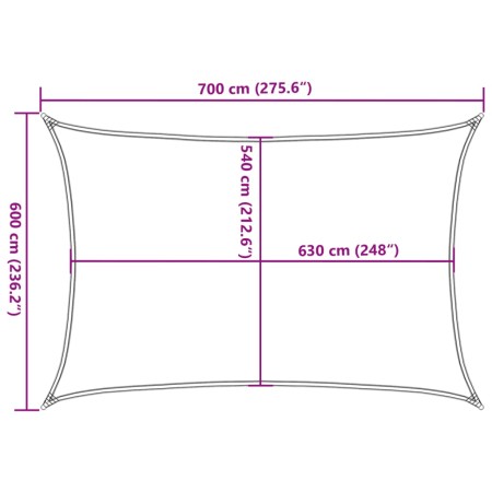 Vela Parasole 160 g/m² Rettangolare Sabbia 6x7 m in HDPE