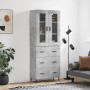 Credenza Grigio Cemento 69,5x34x180 cm in Legno Multistrato