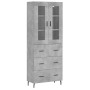 Credenza Grigio Cemento 69,5x34x180 cm in Legno Multistrato