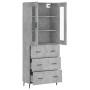 Credenza Grigio Cemento 69,5x34x180 cm in Legno Multistrato