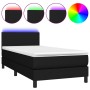 Letto a Molle con Materasso e LED Nero 90x200 cm in Tessuto