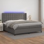 Giroletto Molle con Materasso e LED Grigio 200x200cm Similpelle