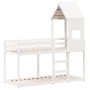 Letto a Castello con Tetto Bianco 90x190 cm Legno Massello Pino