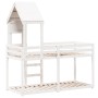 Letto a Castello con Tetto Bianco 90x190 cm Legno Massello Pino