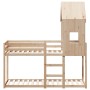 Letto a Castello con Tetto 80x200 cm in Legno Massello di Pino
