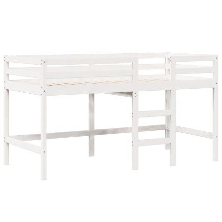 Letto a Soppalco con Tetto Bianco 90x190 cm in Legno di Pino