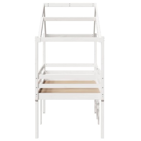 Letto a Soppalco con Tetto Bianco 90x190 cm in Legno di Pino