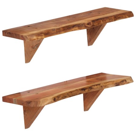 Mensole 2 pz 60x20x18 cm in Legno Massello di Acacia