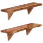 Mensole 2 pz 60x20x18 cm in Legno Massello di Acacia
