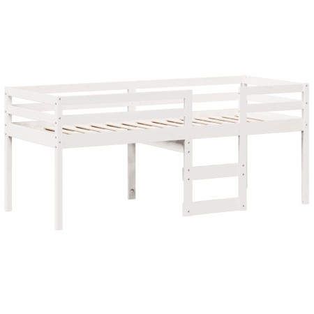 Letto a Soppalco con Tetto Bianco 80x200 cm in Legno di Pino