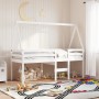 Letto a Soppalco con Tetto Bianco 90x200 cm in Legno di Pino