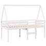 Letto a Soppalco con Tetto Bianco 90x200 cm in Legno di Pino