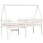 Letto a Soppalco con Tetto Bianco 90x200 cm in Legno di Pino