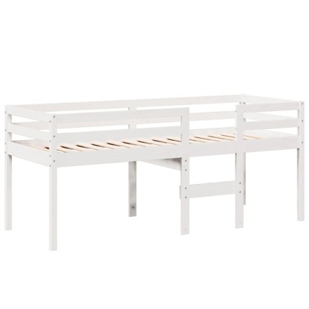 Letto a Soppalco con Tetto Bianco 90x200 cm in Legno di Pino