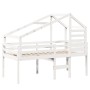 Letto a Soppalco con Tetto Bianco 90x190 cm in Legno di Pino