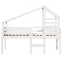 Letto a Soppalco con Tetto Bianco 90x190 cm in Legno di Pino