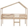 Letto a Soppalco con Tetto 90x190 cm Legno Massello di Pino