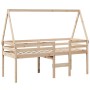 Letto a Soppalco con Tetto 90x190 cm Legno Massello di Pino