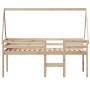 Letto a Soppalco con Tetto 90x190 cm Legno Massello di Pino