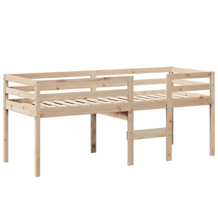 Letto a Soppalco con Tetto 90x190 cm Legno Massello di Pino