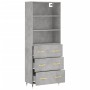 Credenza Grigio Cemento 69,5x34x180 cm in Legno Multistrato