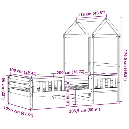 Giroletto con Tetto 100x200 cm in Legno Massello di Pino