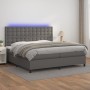 Giroletto Molle con Materasso e LED Grigio 200x200cm Similpelle