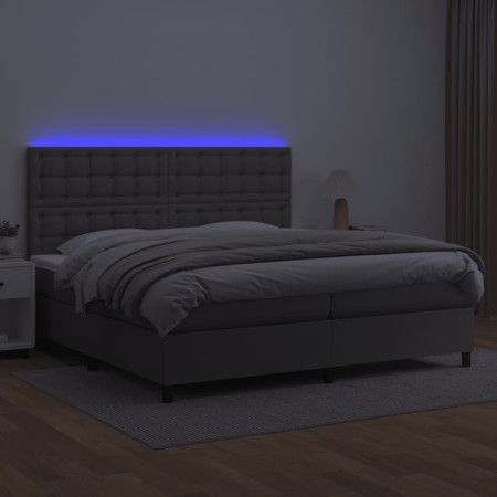 Giroletto Molle con Materasso e LED Grigio 200x200cm Similpelle