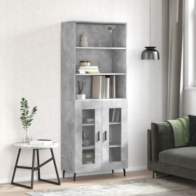 Credenza Grigio Cemento 69,5x34x180 cm in Legno Multistrato