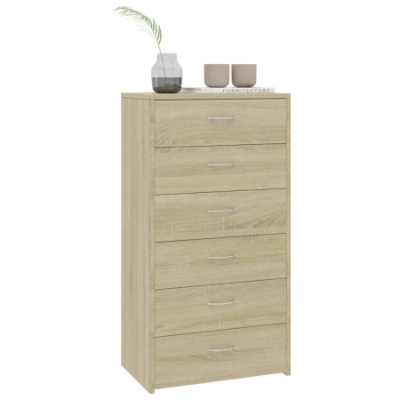 Credenza 6 Cassetti Rovere Sonoma 50x34x96cm Legno Multistrato