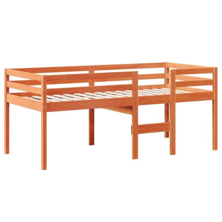 Letto a Soppalco con Tetto Cera 75x190cm Legno Massello di Pino